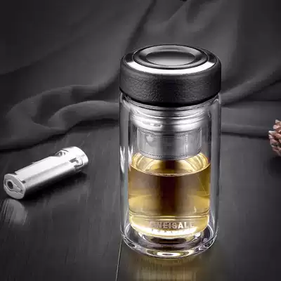 Brand double-layer glass men portable filter drop-resistant home office Tea Cup heat insulation simple