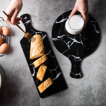 Brand Nordic Marble Textured Ceramic Plate Glaze Lower Color Flat Tray Home Cutlery Irregular West Dinner Plate