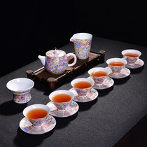 Brand Jingdezhen pink Wanhua tea set with new power tea Tea With Teapot teapot full set of green Porcelain Tea Cup Lid
