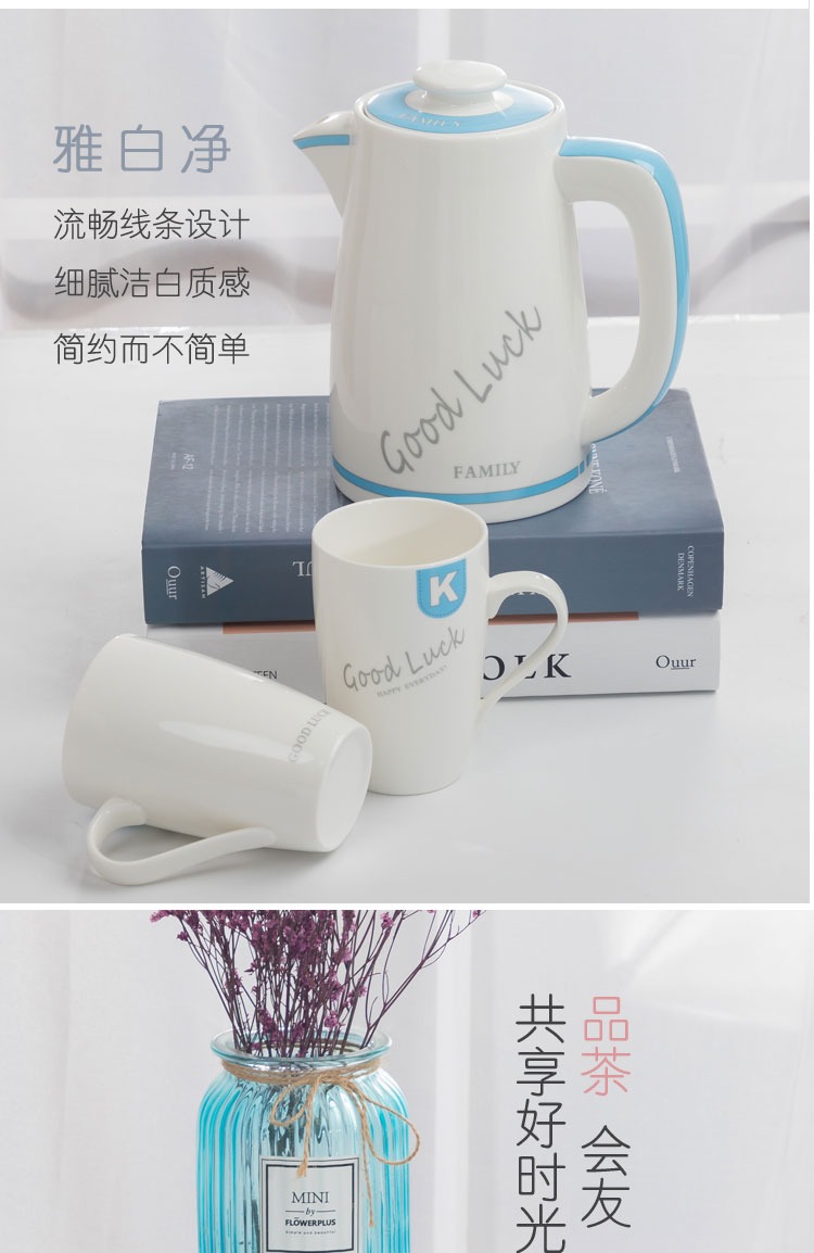 Association, longteng cold ceramic kettle home big handle Europe type cold water capacity of high temperature resistant flower tea powder