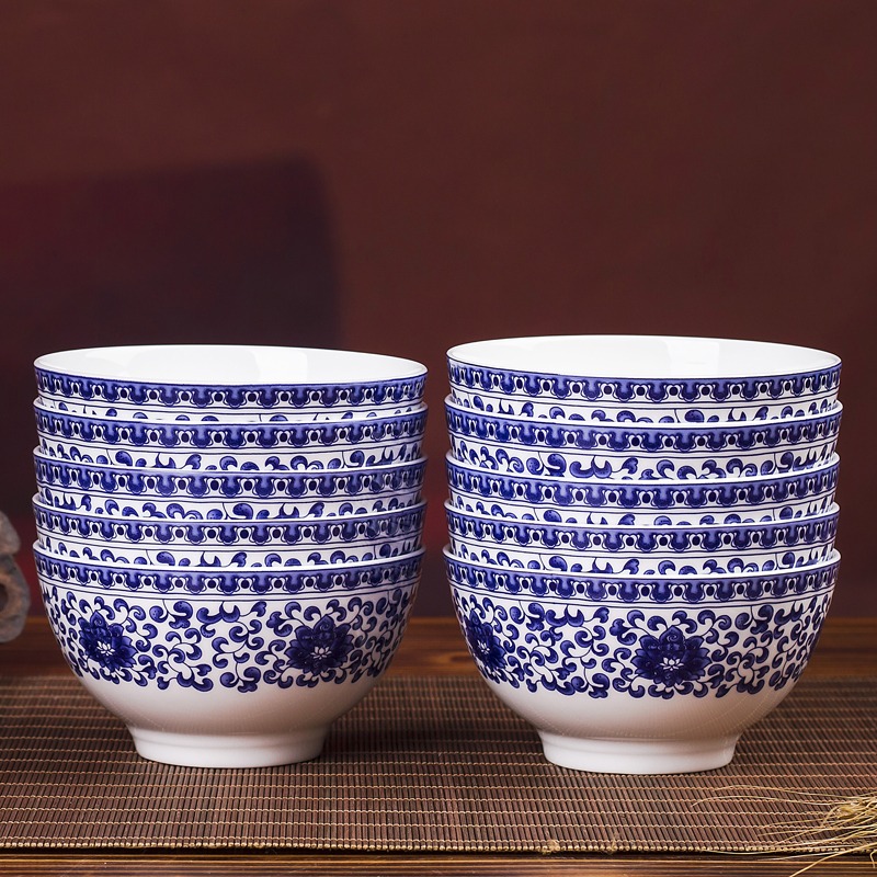 Association, longteng jingdezhen blue and white porcelain bowls ipads bowls a single job tall bowl of classic blue and white