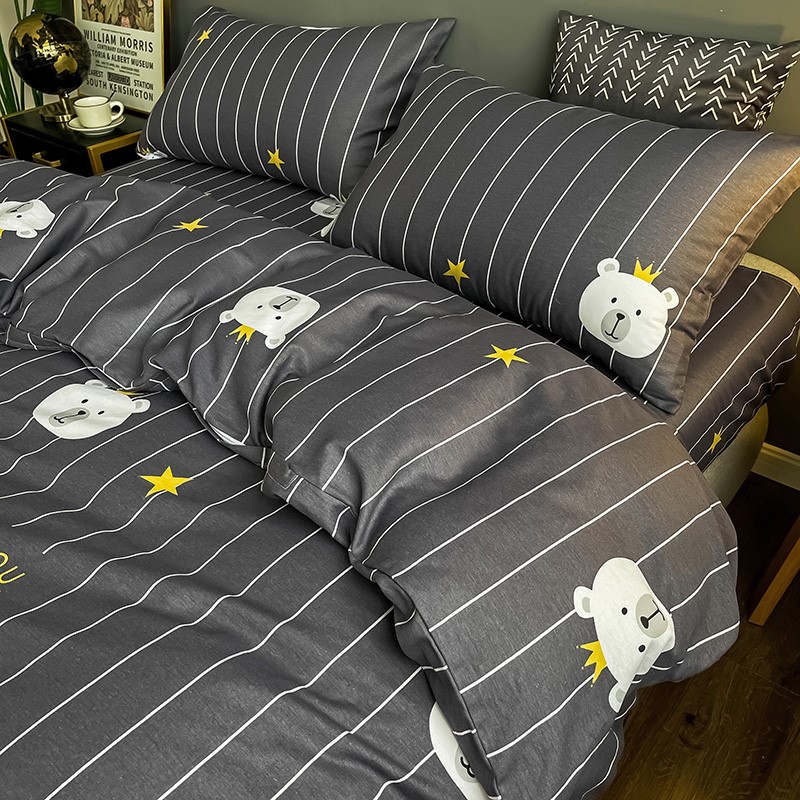 Net red ins cotton four-piece cotton bed bed bed sheet Norse simple quilt cover 18 m bed hat set