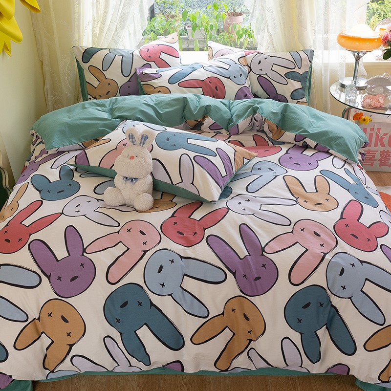 Korean cotton bedding set of four 100 cotton small fresh printed bedding sheets set of 3 bedding covers