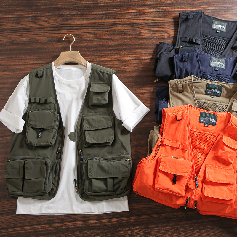 Three-Dimensional Multi-Pocket Functional Workwear Multi-Functional Vest for Men, Breathable Mesh Outdoor Leisure Hiking and Fishing Vest Three-Dimensional Multi-Pocket Functional Workwear Multi-Functional Vest for Men, Breathable Mesh Outdoor Leisure Hiking and Fishing Vest