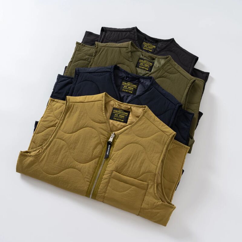 Gourd-Shaped Quilted Cotton Japanese-Style Winter Men's Lightweight Padded Windproof Warm V-Neck Zipper Cotton Vest Gourd-Shaped Quilted Cotton Japanese-Style Winter Men's Lightweight Padded Windproof Warm V-Neck Zipper Cotton Vest
