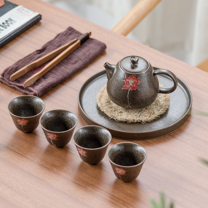 Hk xin rui kung fu contracted outside a pot of tea sets of small portable bag travel four cups of a complete set of ceramic type