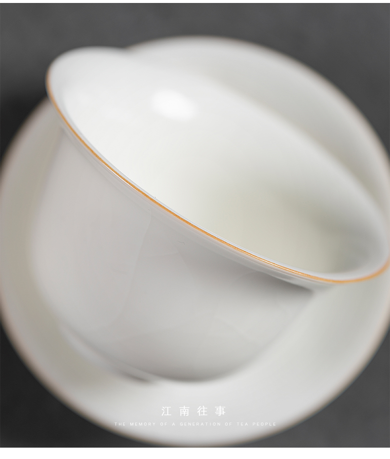 Jiangnan past white porcelain tureen tea cups kung fu tea bowls ceramic tea set to open the slice your up tureen tea bowl three cups