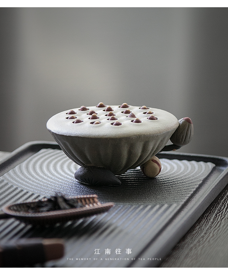 Jiangnan past purple sand tea rhyme familiar lotus lotus cover rear kung fu tea tea tea accessories can raise move furnishing articles