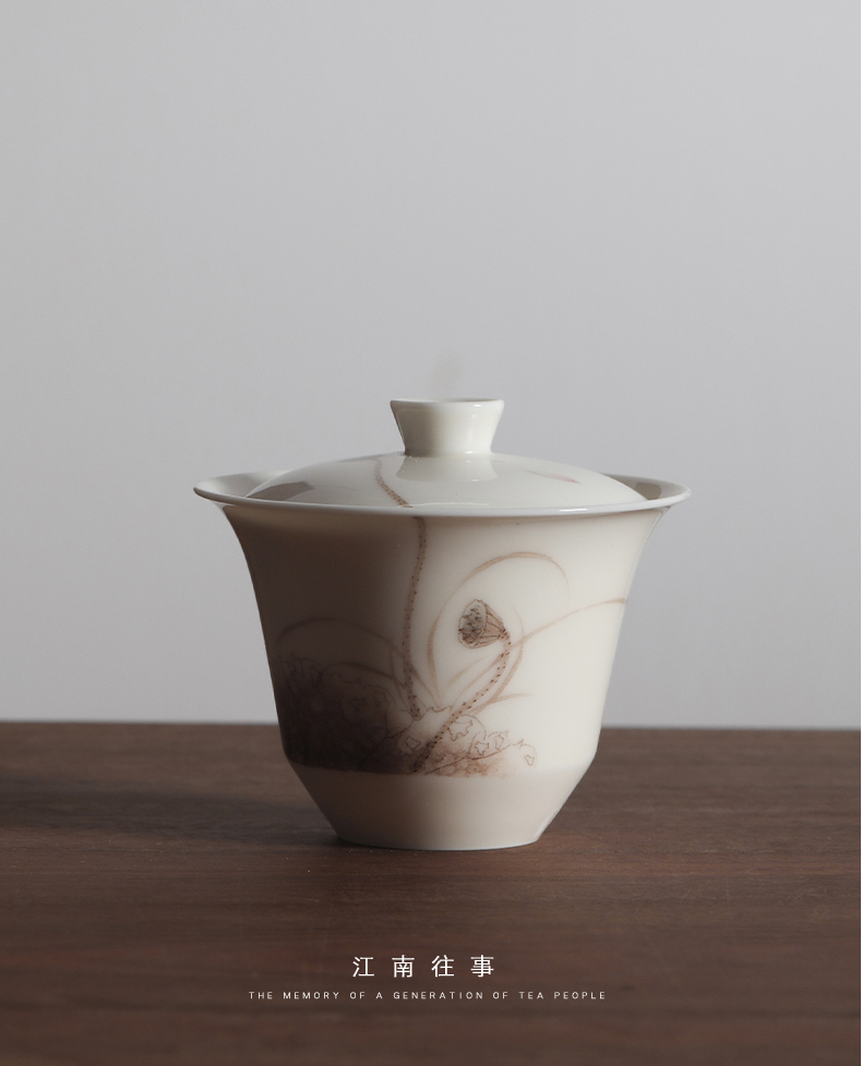 Jiangnan past jingdezhen glair hand - made ceramic kung fu tea cup single small tea bowl three tureen