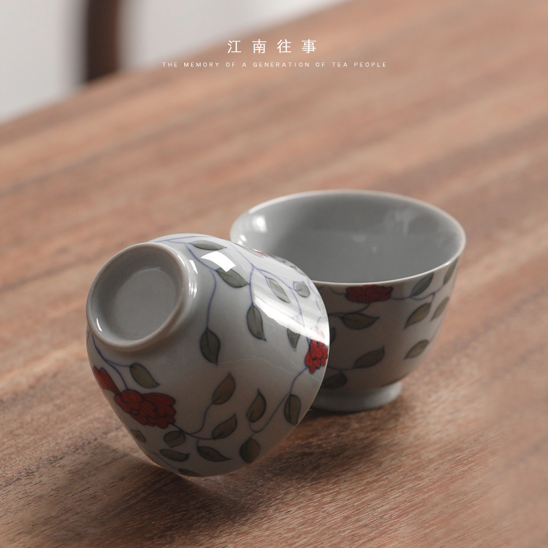 Jiangnan past hand - made jingdezhen ceramic cups kung fu tea set full color sample tea cup single cup tea tea cup