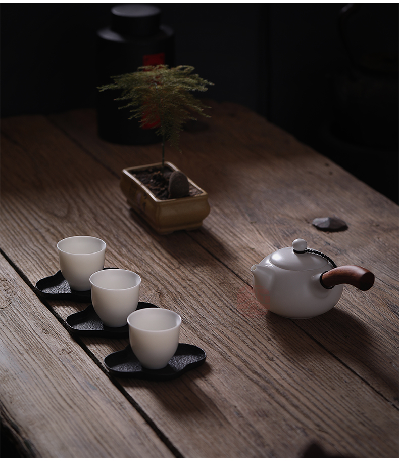 Jiangnan past China white porcelain little teapot suet jade teapot ceramic kung fu tea set single pot side put the pot
