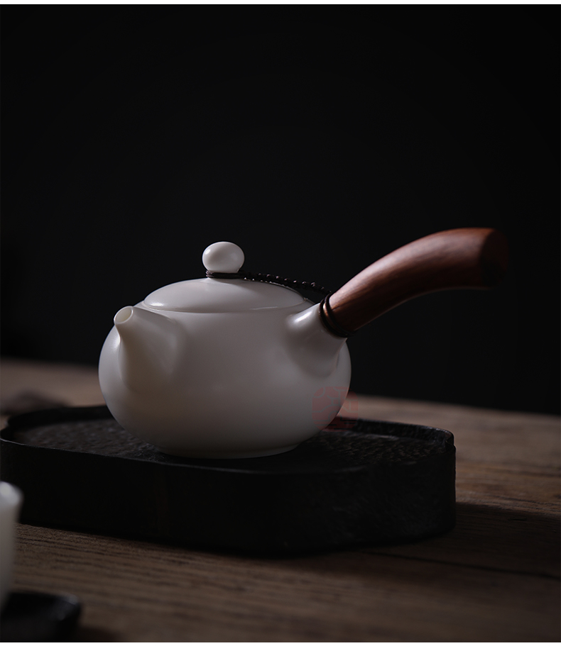 Jiangnan past China white porcelain tea set suit kung fu tea cup tea suet jade teapot 6 people