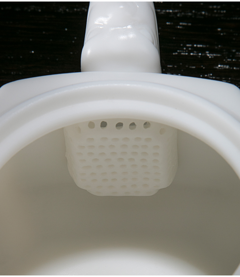 Jiangnan suet jade Chinese white square, past the mythical wild animal kung fu tea pot of household ceramics single pot of white porcelain teapot