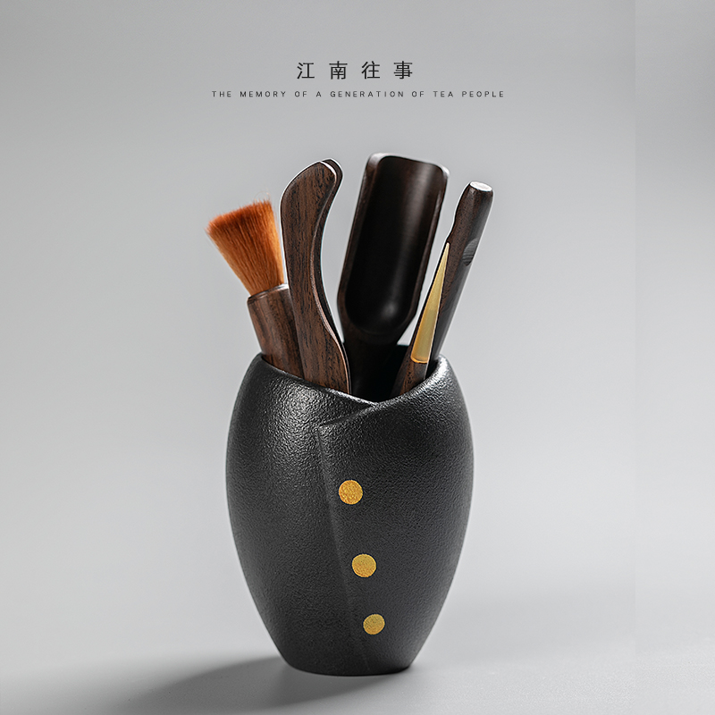 Jiangnan kung fu tea accessories ceramics past Japanese tea taking tea tray was furnishing articles 6 gentleman suit ebony combination