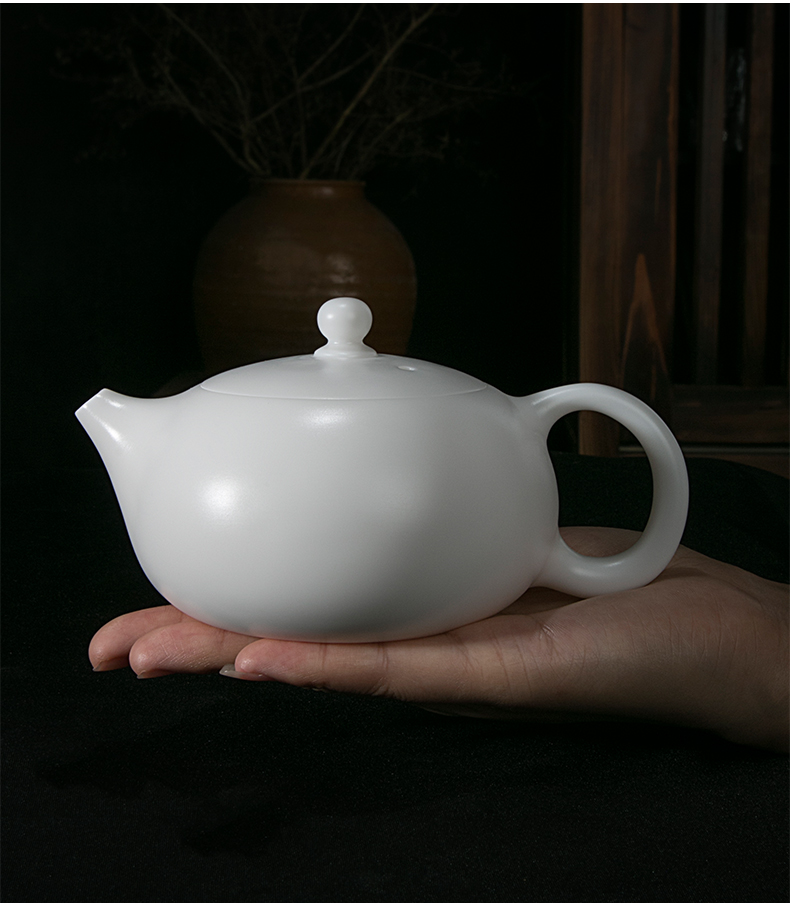 Jiangnan past suet jade beauty pot of kung fu tea set ceramic household white porcelain of China large teapot single pot