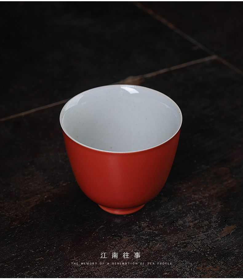 Jiangnan kung fu tea cups past persimmon red ceramic tea set tea cups sample tea cup single CPU master cup, bowl