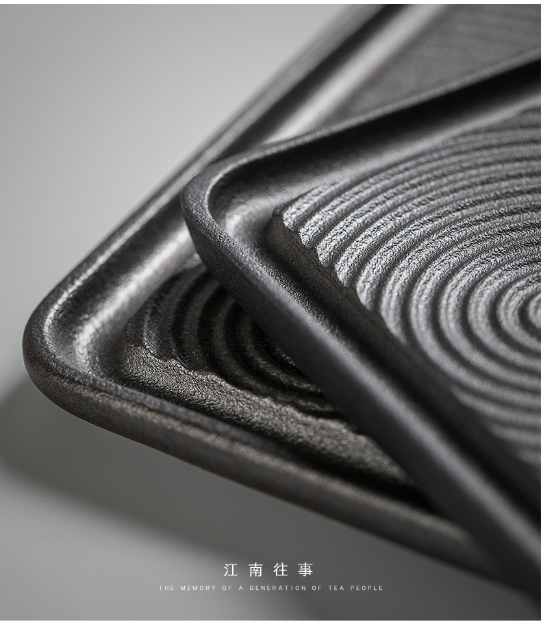 Jiangnan tea past small black pottery dry ground plate household dry landscape kunfu tea tray bearing small pot of tea