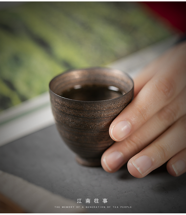 Jiangnan hand past retro kung fu tea cups undressed ore rust glaze ceramic sample tea cup goblet master cup single CPU