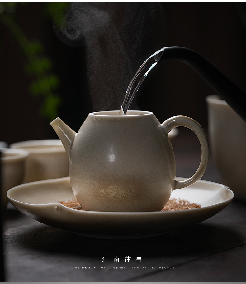 Jiangnan teapot teacup past kung fu suit household manual wood dust glaze ceramic tea set tea, complete set