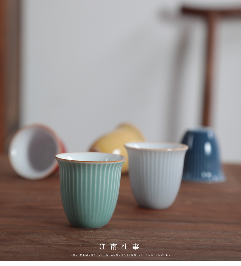 Jiangnan water streaks past glaze tureen kung fu tea set ceramic cups household contracted tea bowl