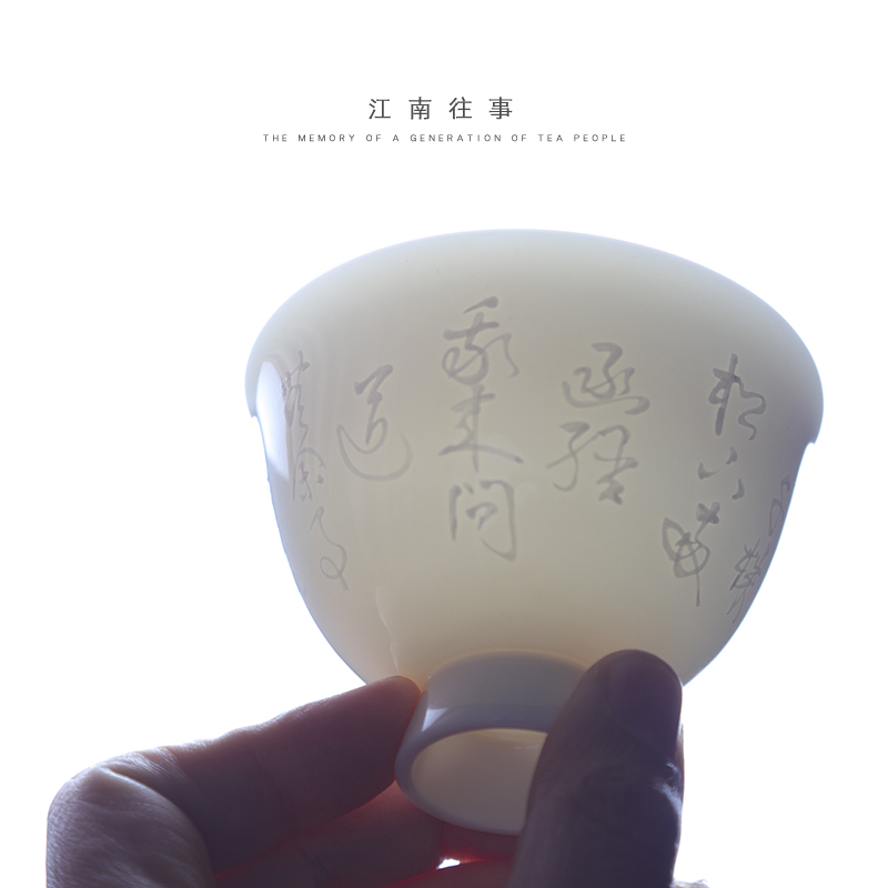 Jiangnan to suggest handwritten calligraphy tureen past a single white porcelain tureen kung fu tea set household under the glaze color tea cup