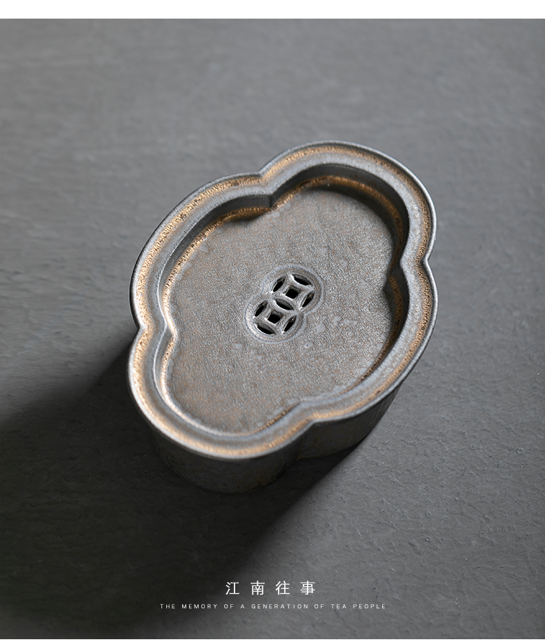 Jiangnan tea past bearing kung fu tea set ceramic gold copper pot bearing Japanese saucer plate dry terms plate small tea tray