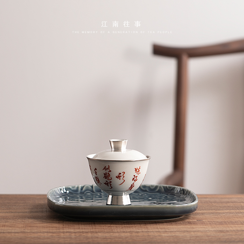 Jiangnan square tray was past xiangyun ceramic trumpet do make a pot of contracted kung fu tea tray was home fruit bowl