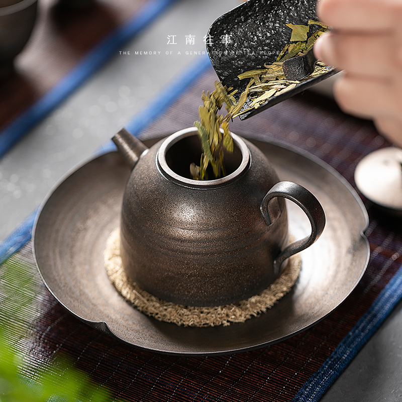 Jiangnan memories rust by hand small glaze ceramic teapot Japanese gold ceramic POTS kung fu tea set household single pot of restoring ancient ways
