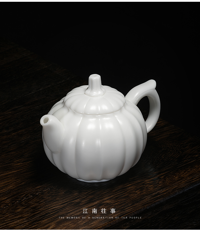 Jiangnan past dehua ceramic teapot suet jade Chinese white pumpkin pot of kung fu tea teapot gift boxes