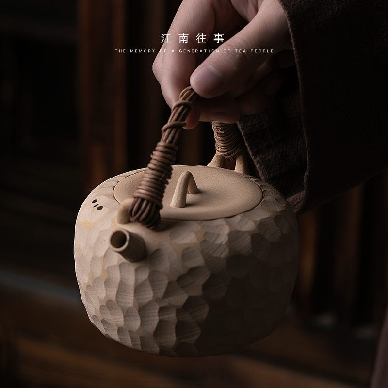 Jiangnan past the Japanese manual vines hammer coarse pottery teapot pu single girder pot pot small kung fu tea set