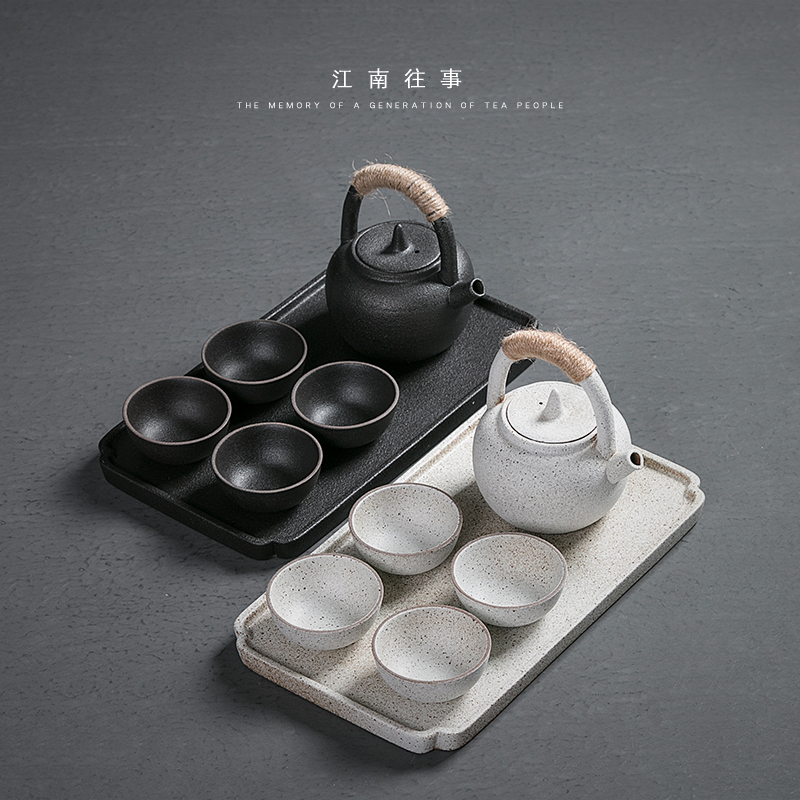 Jiangnan tea tea set suit Japanese coarse pottery pot of girder past small suit kung fu teapot home office