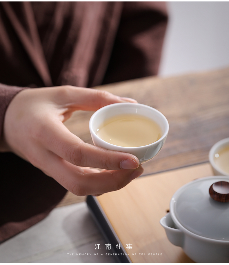 Jiangnan past white porcelain kung fu tea sets, small ceramic teapot teacup a pot of four cups of the home office