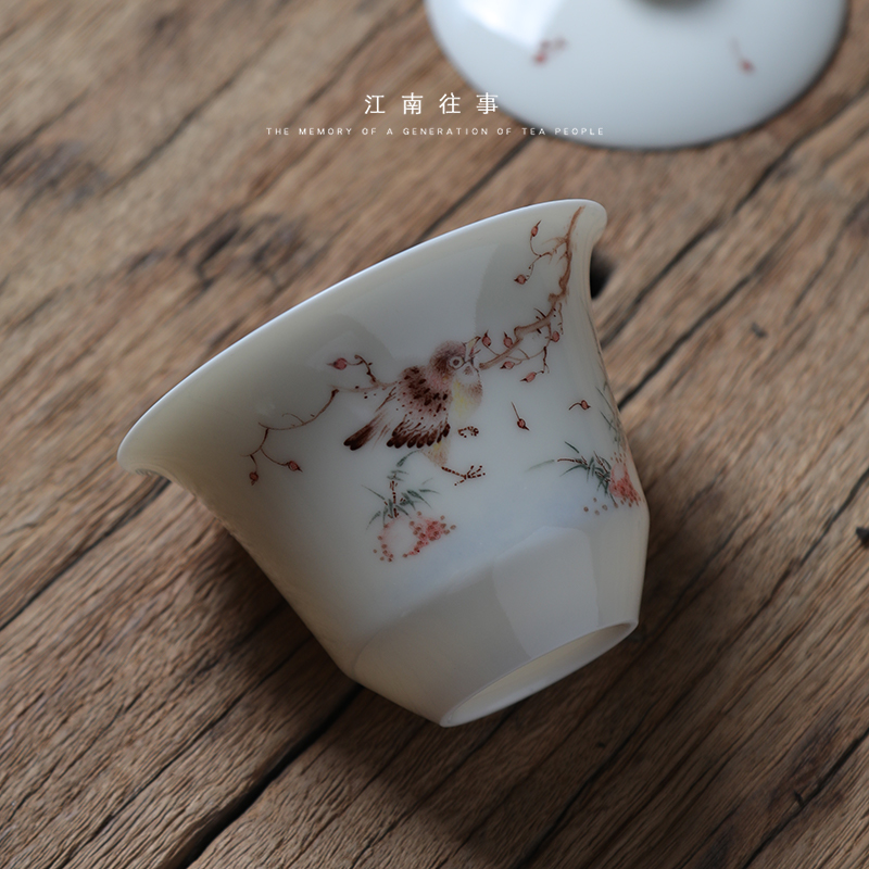 Jiangnan jingdezhen past manual glair chunxiao yulan tureen kung fu tea cups little tea bowl of household