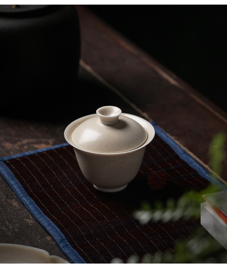 Jiangnan tureen ceramic cups kung fu past three begin a dust burned Buddha tea bowl suit white porcelain tea set