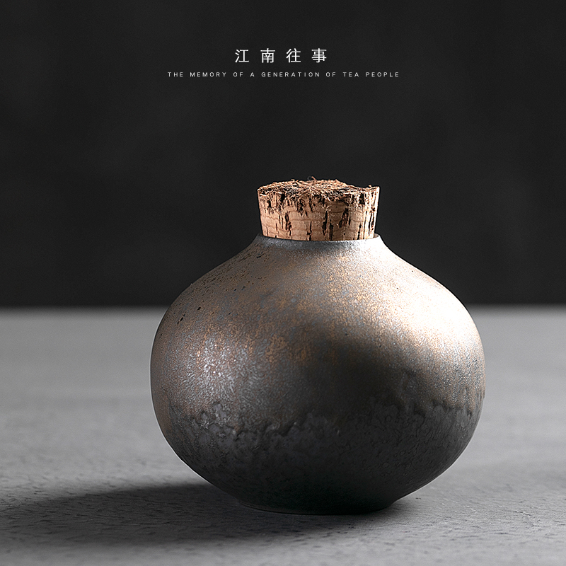 Jiangnan past coarse pottery tea pot gold iron glazed pottery ceramic pot Chinese lawsuits storage tank receives the seal