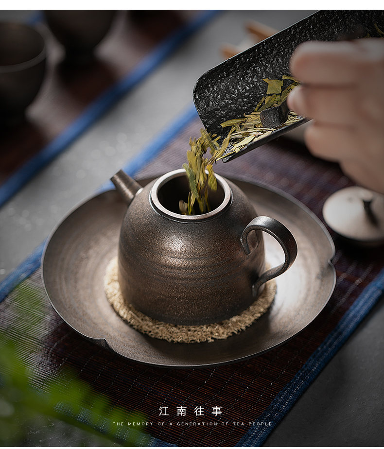 Jiangnan hand past retro rust glaze kung fu tea sets, small ceramic a pot of two cups of tea pot cup home