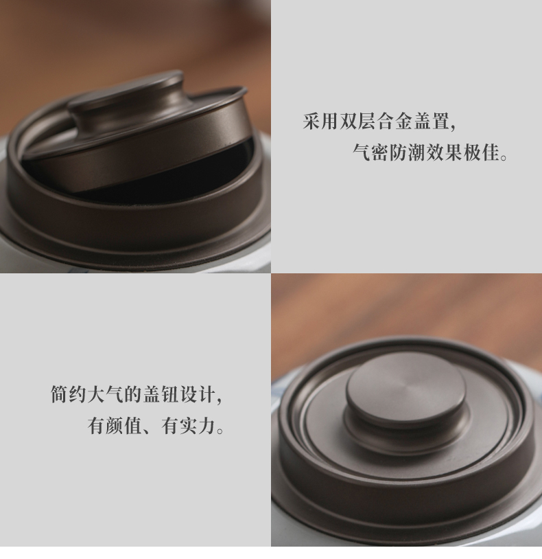 Jiangnan past blue and white porcelain tea pot aluminum alloy cover seal pot kung fu tea set store receives household storage tank