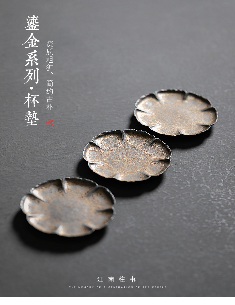 Jiangnan past kung fu tea set ceramic gold cup mat, lotus - shaped cup tea utensils tea table tea accessories