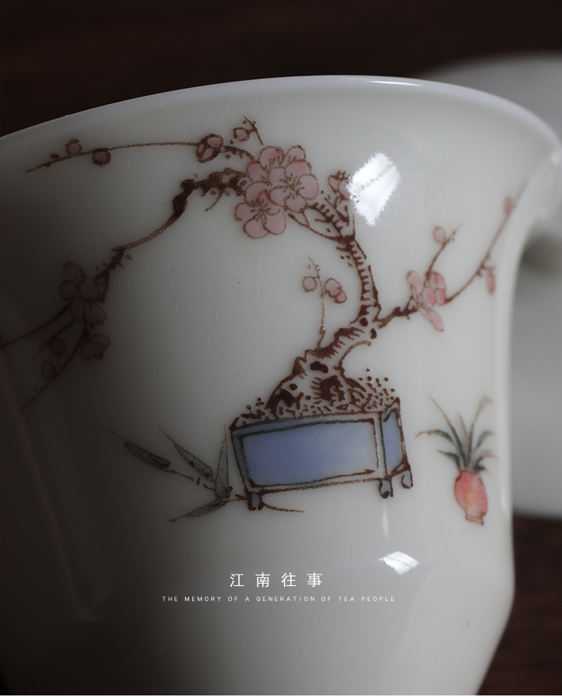 Jiangnan past jingdezhen glair hand - made ceramic kung fu tea cup single small tea bowl three tureen