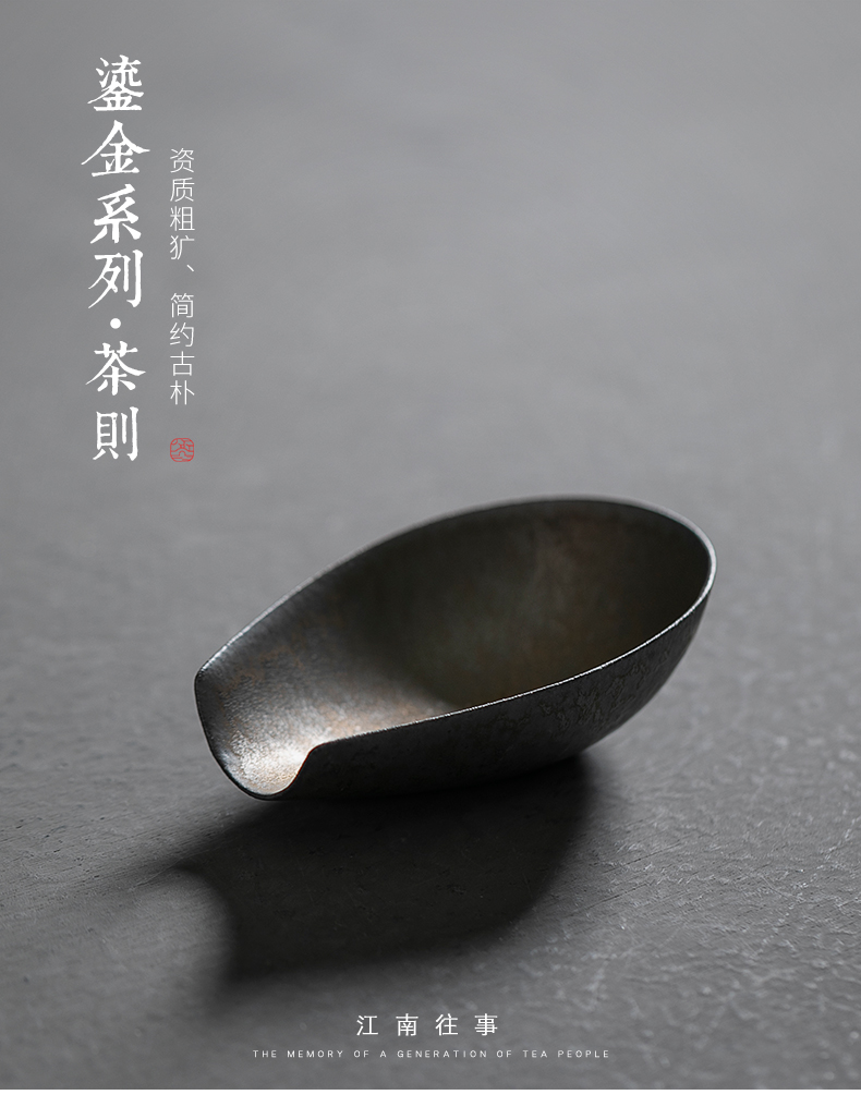 Jiangnan tea tea accessories fine gold lotus past rhyme ceramic kung fu tea tea, tea spoon teaspoon of tea tool