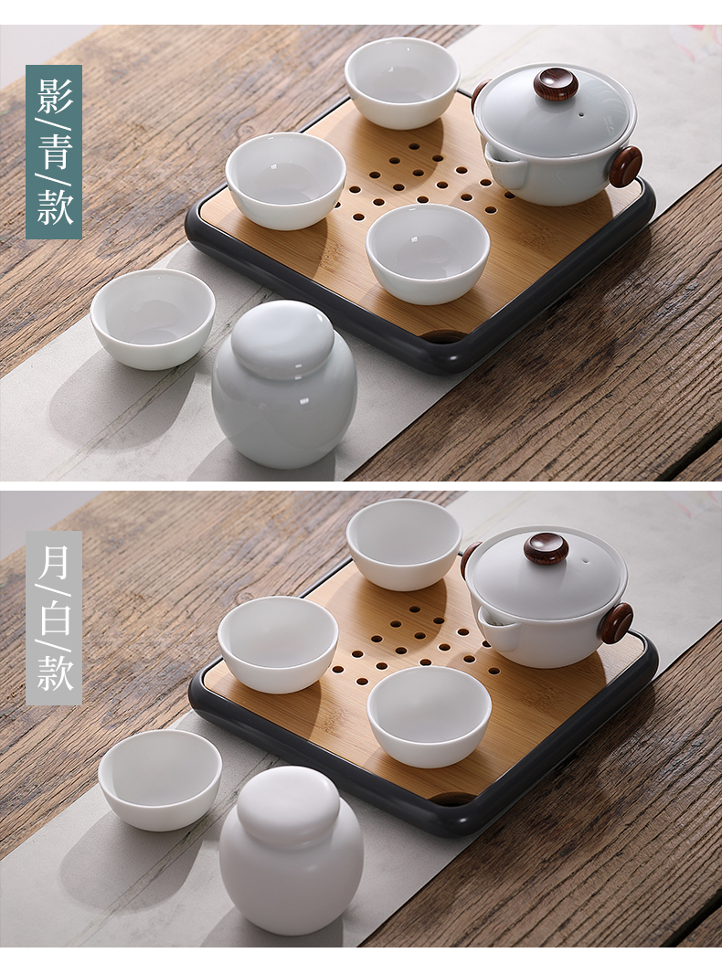 Jiangnan past white porcelain kung fu tea sets, small ceramic teapot teacup a pot of four cups of the home office