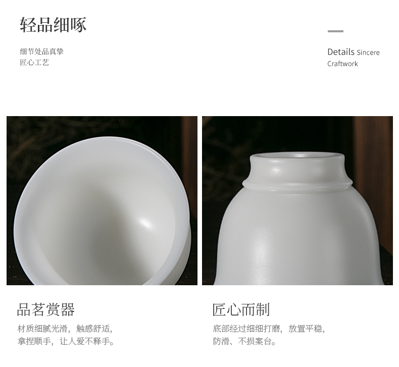Jiangnan past dehua ceramic biscuit firing suet jade white porcelain cups kung fu tea cup sample tea cup, master cup
