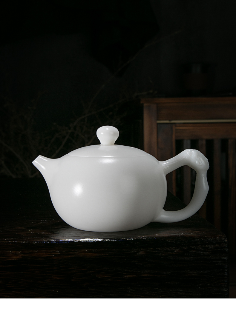 Jiangnan past kung fu household China beauty xi shi suet white jade teapot from lard white ceramic little teapot tea set