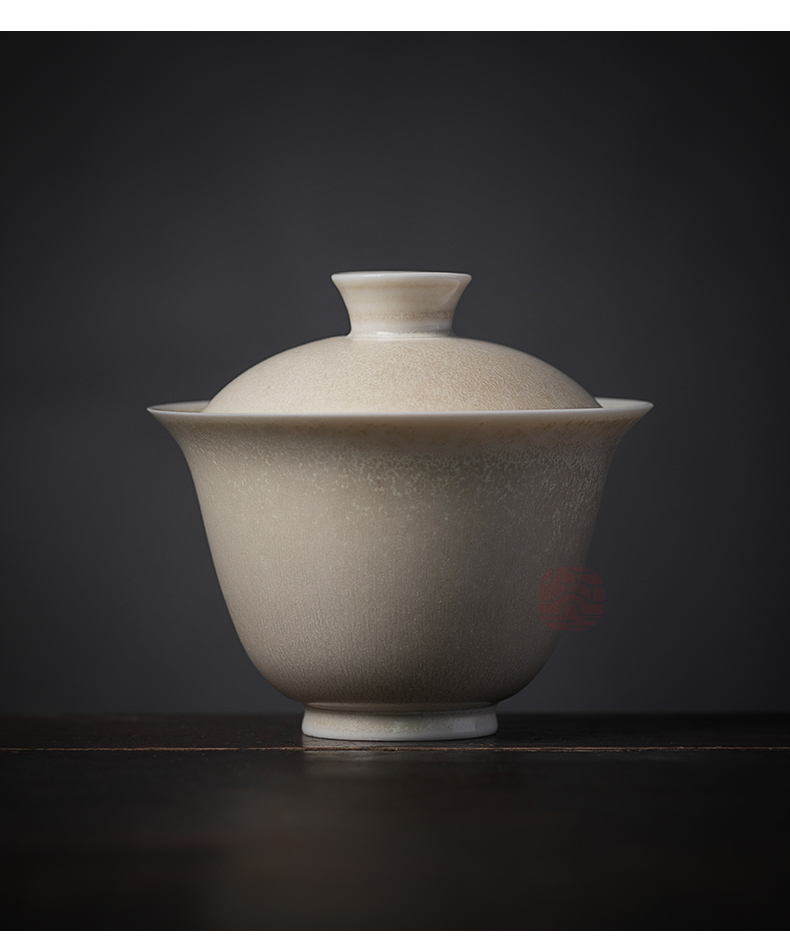 Jiangnan tureen ceramic cups kung fu past three begin a dust burned Buddha tea bowl suit white porcelain tea set