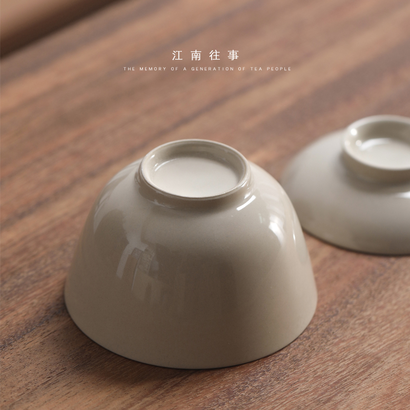 Jiangnan past plant ash glaze tureen kung fu tea tea bowl of household ceramic cups wide expressions using large tea bowl