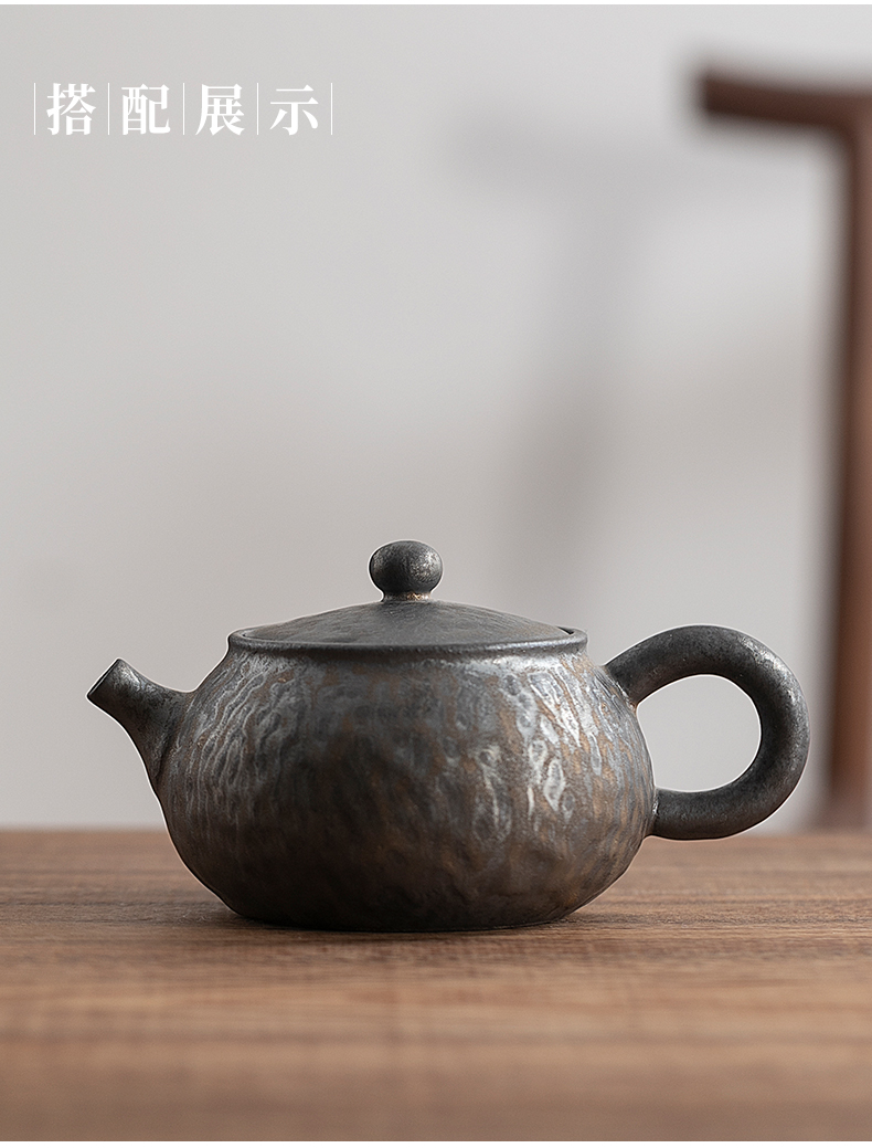 Jiangnan tea kettle past ceramic kung fu tea set coarse pottery pot of gold hammer zen household single pot of tea