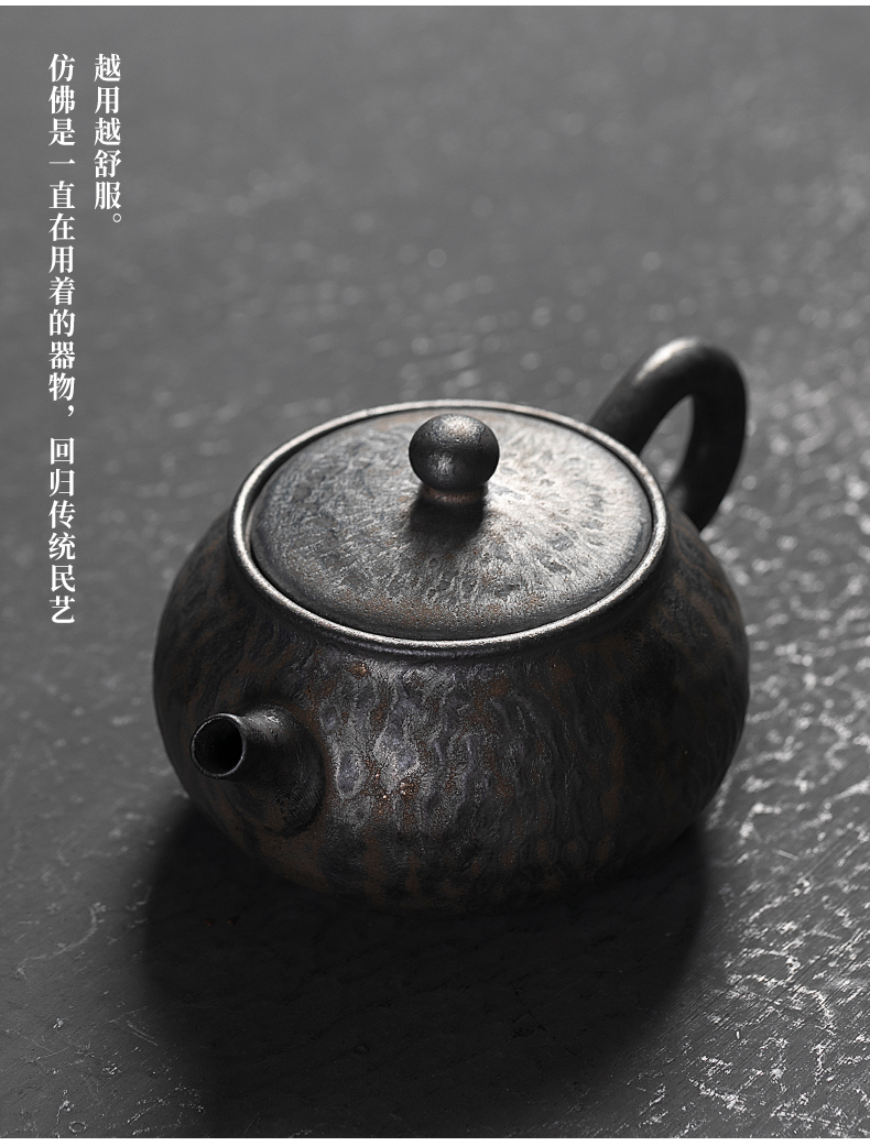 Jiangnan tea kettle past ceramic kung fu tea set coarse pottery pot of gold hammer zen household single pot of tea