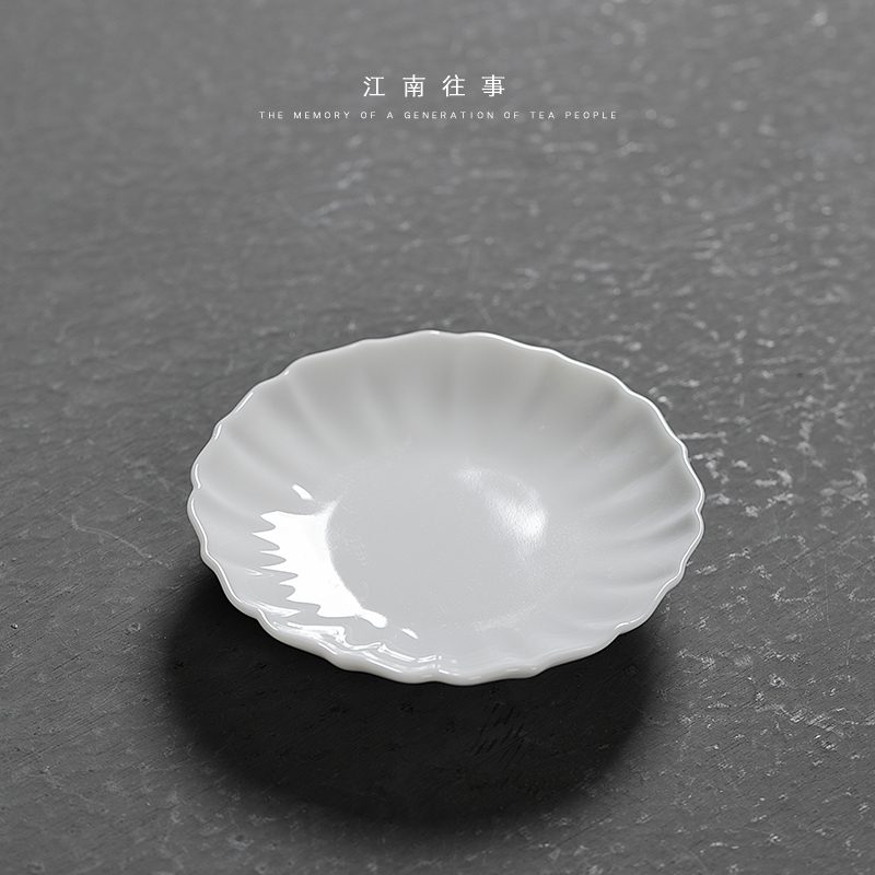 Jiangnan tea cup mat past kung fu tea tea accessories high white porcelain teacup pad tea cup saucer