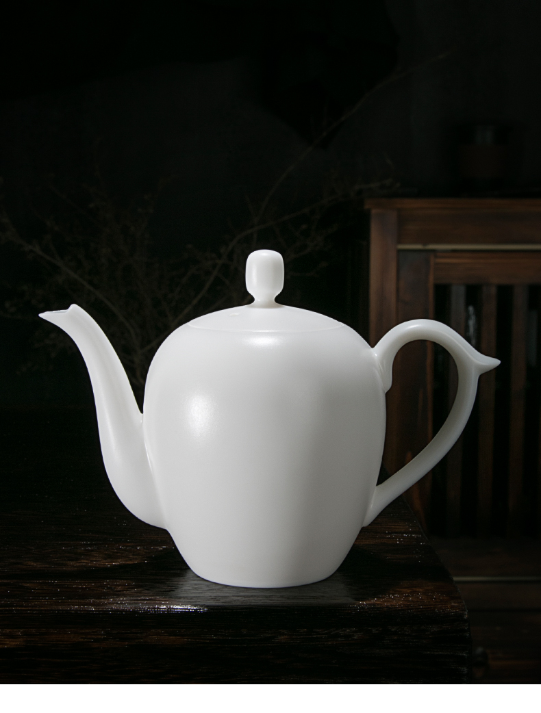 Jiangnan past China white porcelain teapot kung fu tea set ceramic teapot suet jade beauty shoulder single pot