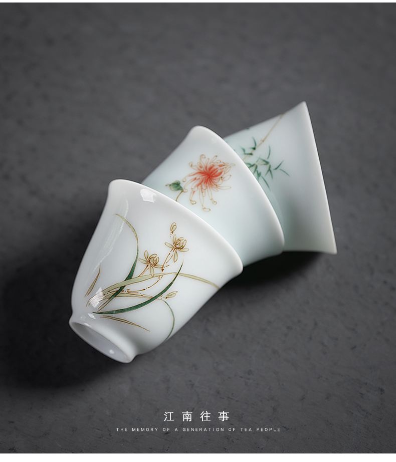 Jiangnan kung fu small ceramic sample tea cup god of a cup of tea cups past a small glass bowl with a single single CPU fullness
